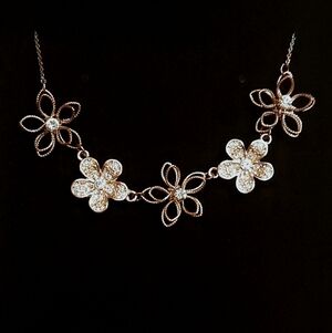 Rose Gold Colored Floral Necklace